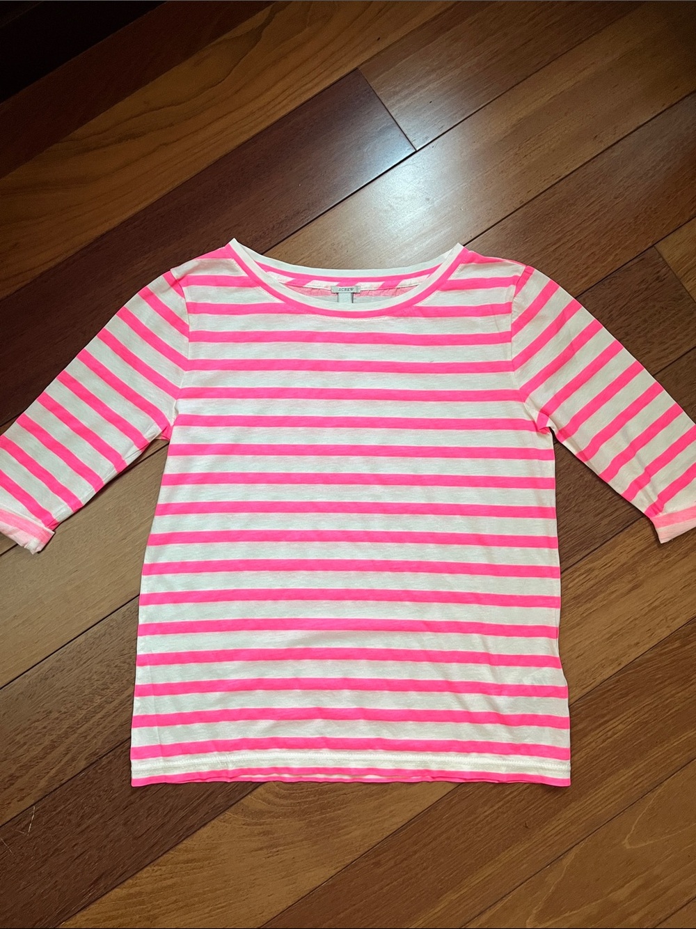 NWOT J. Crew Neon Striped 3/4 Sleeve Shirt